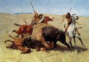 Frederic Remington The Buffalo Hunt oil painting on canvas